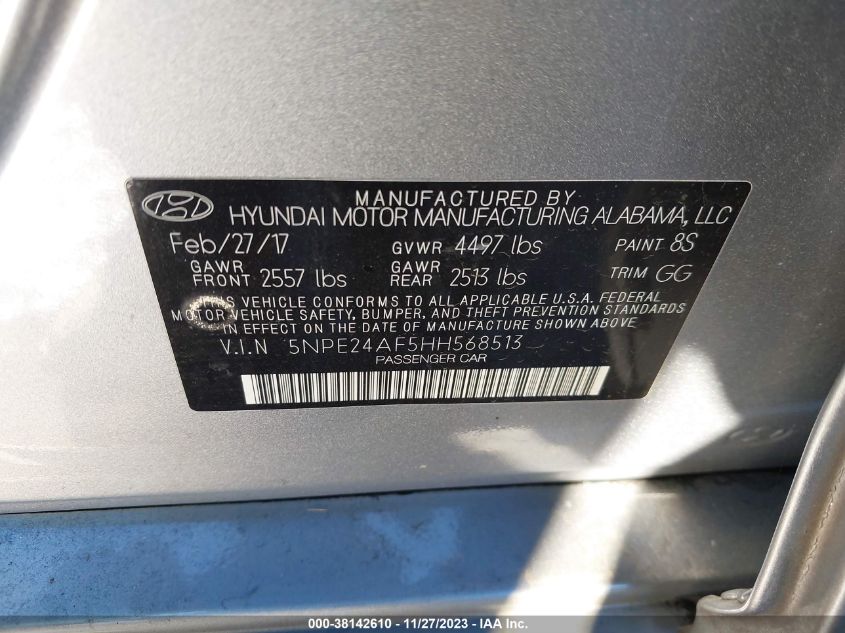 2017 HYUNDAI SONATA SE - 5NPE24AF5HH568513