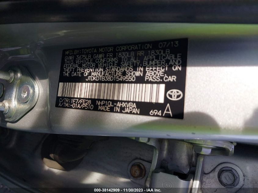 2013 TOYOTA PRIUS C ONE - JTDKDTB38D1549550