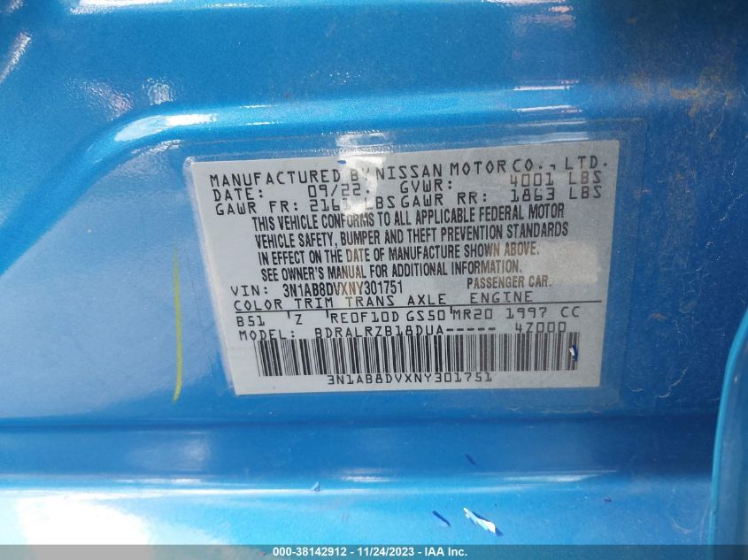 2022 NISSAN SENTRA SR XTRONIC CVT - 3N1AB8DVXNY301751
