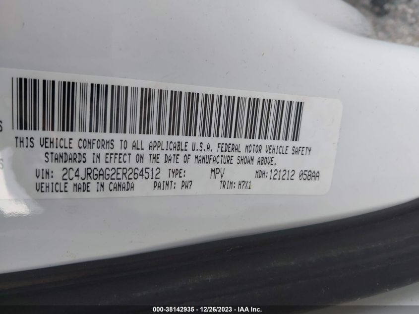 2014 RAM CARGO TRADESMAN 2C4JRGAG2ER264512