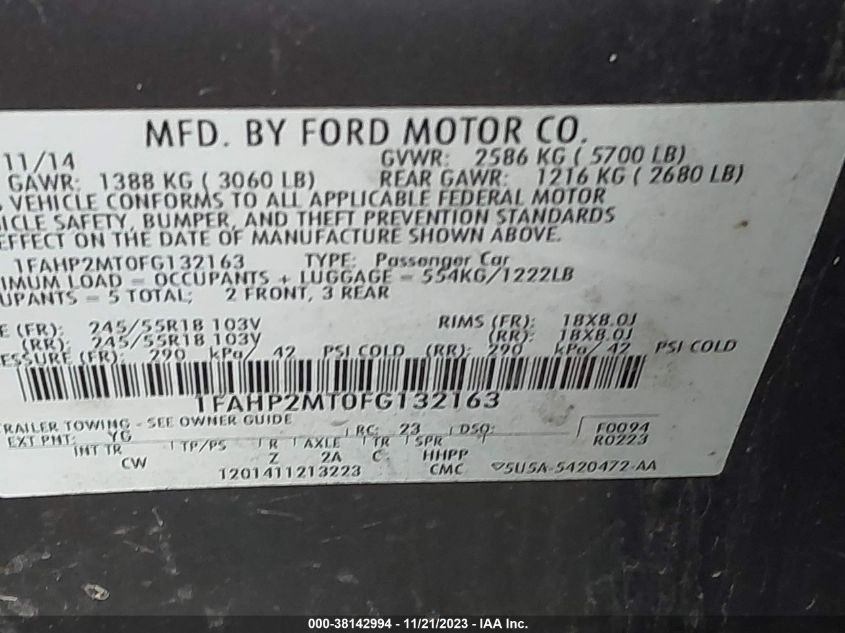 2015 FORD  POLICE INTERCEPTOR 1FAHP2MT0FG132163