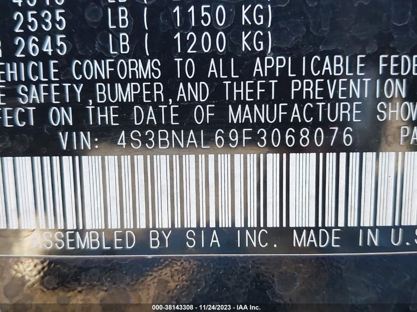2015 SUBARU LEGACY 2.5I LIMITED - 4S3BNAL69F3068076