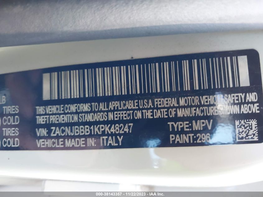 2019 JEEP RENEGADE LATITUDE - ZACNJBBB1KPK48247