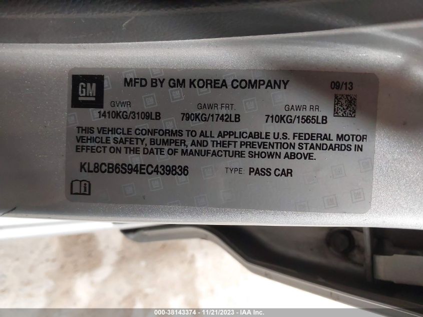 2014 CHEVROLET SPARK LS AUTO - KL8CB6S94EC439836