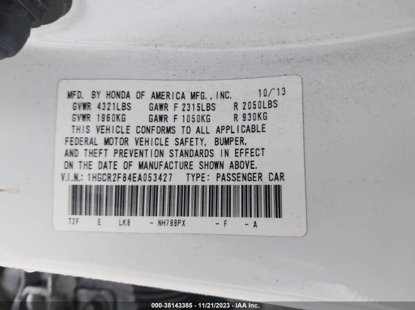2014 HONDA ACCORD EX-L - 1HGCR2F84EA053427