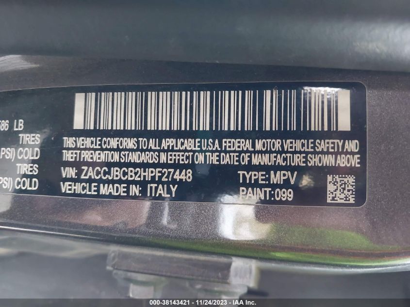 2017 JEEP RENEGADE TRAILHAWK - ZACCJBCB2HPF27448