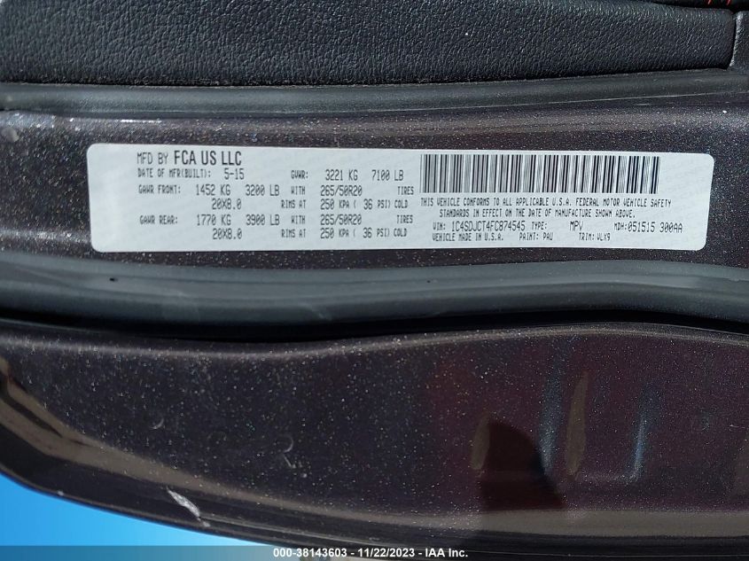 2015 DODGE DURANGO R/T - 1C4SDJCT4FC874545