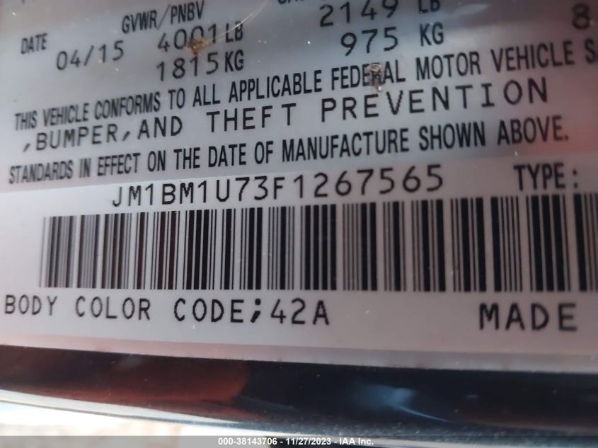 2015 MAZDA MAZDA3 I SPORT - JM1BM1U73F1267565