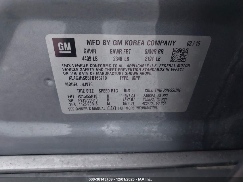 2015 BUICK ENCORE PREMIUM - KL4CJHSB8FB163719