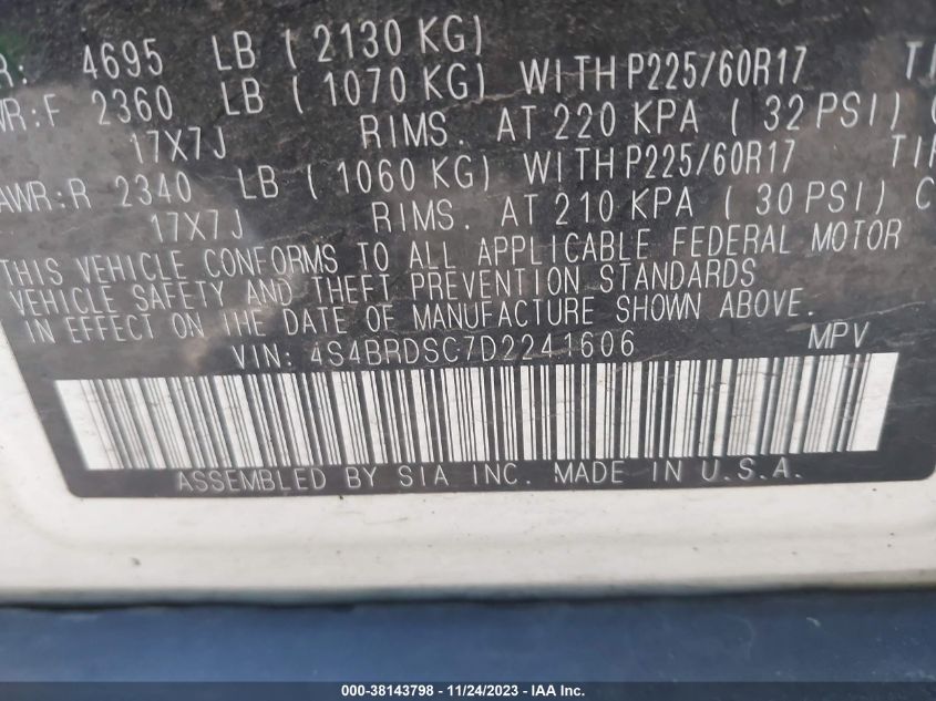 2013 SUBARU OUTBACK 3.6R LIMITED - 4S4BRDSC7D2241606
