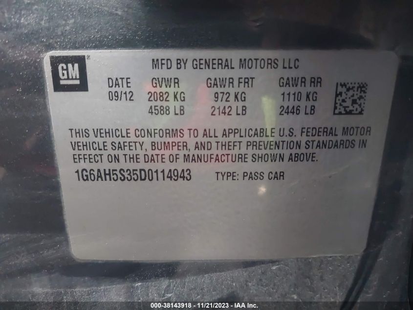 2013 CADILLAC ATS LUXURY - 1G6AH5S35D0114943