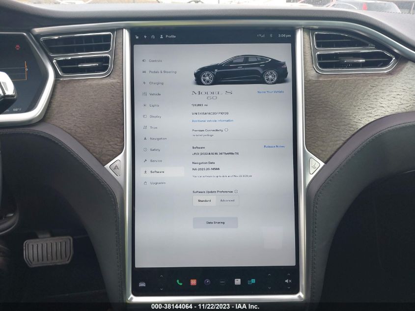 2013 TESLA MODEL S 5YJSA1AC2DFP10139