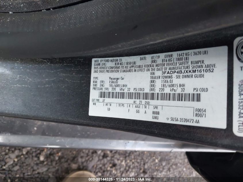 2019 FORD FIESTA SE - 3FADP4BJXKM161052