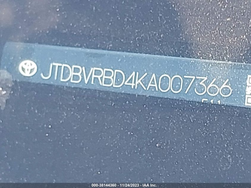 2019 TOYOTA MIRAI JTDBVRBD4KA007366