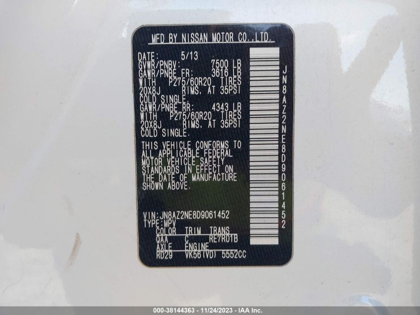 2013 INFINITI QX56 - JN8AZ2NE8D9061452