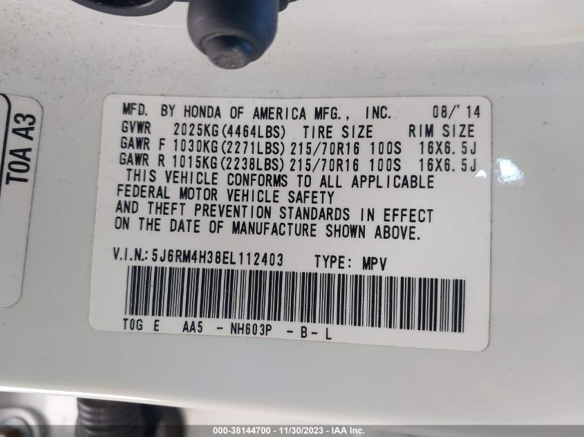 2014 HONDA CR-V LX - 5J6RM4H38EL112403