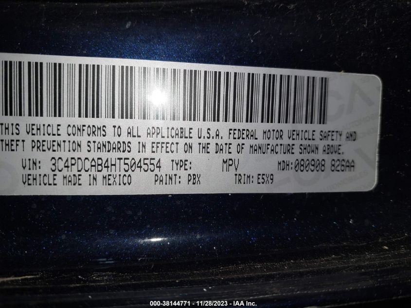 2017 DODGE JOURNEY SE - 3C4PDCAB4HT504554
