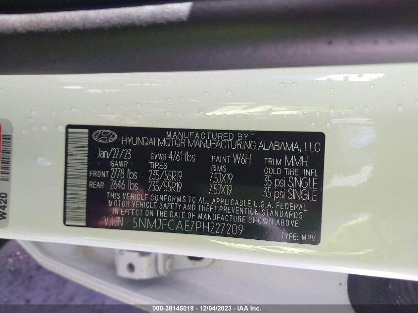 2023 HYUNDAI TUCSON SEL - 5NMJFCAE7PH227209