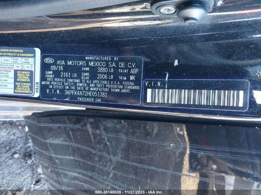 2017 KIA FORTE LX - 3KPFK4A72HE051381