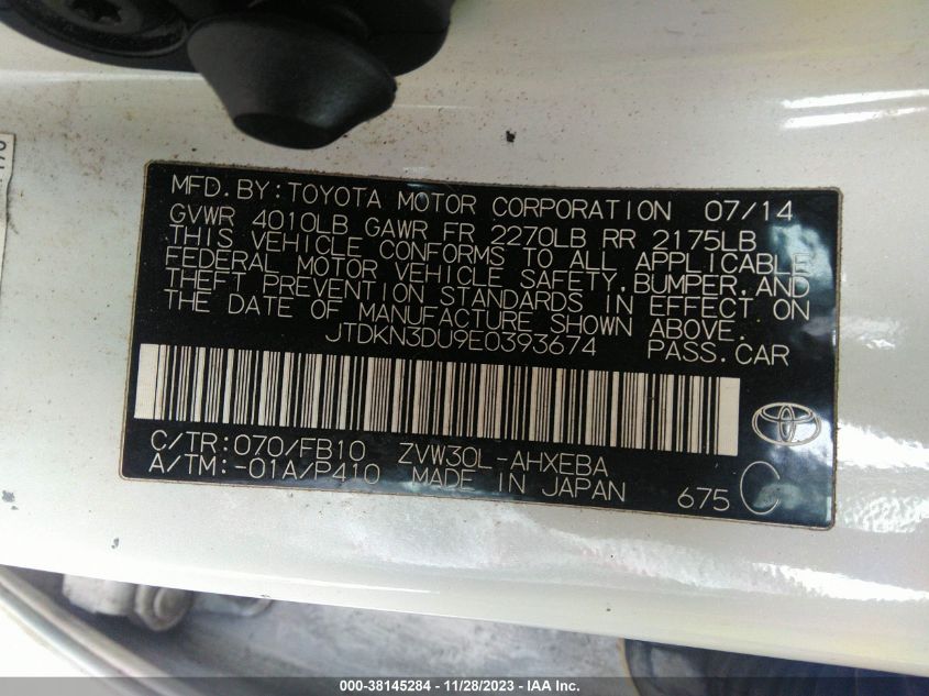 2014 TOYOTA PRIUS - JTDKN3DU9E0393674