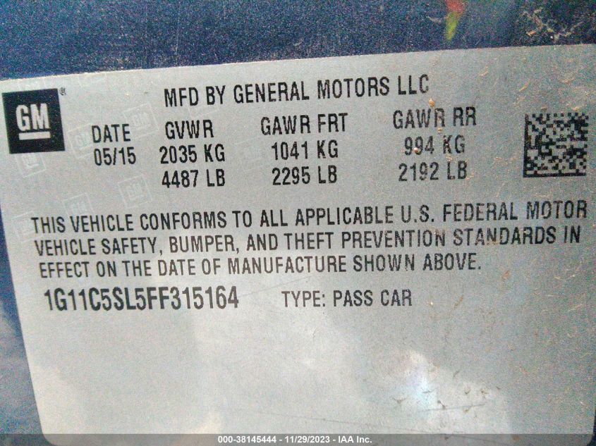 2015 CHEVROLET MALIBU 1LT - 1G11C5SL5FF315164