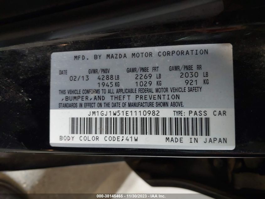 2014 MAZDA MAZDA6 I GRAND TOURING - JM1GJ1W51E1110982