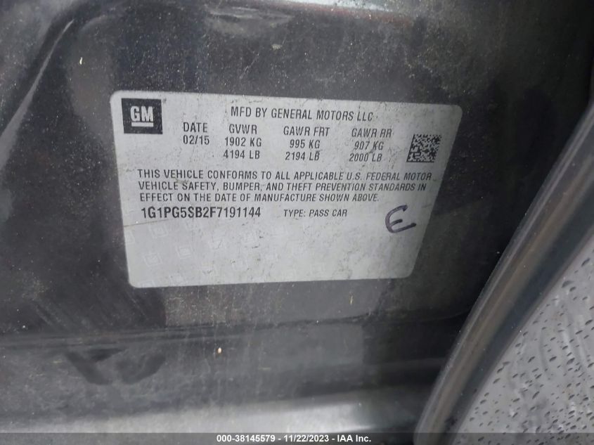 2015 CHEVROLET CRUZE LTZ - 1G1PG5SB2F7191144