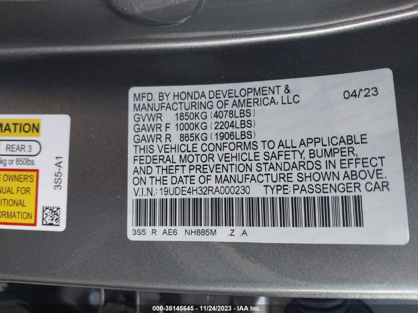 2024 ACURA INTEGRA A-SPEC 19UDE4H32RA000230