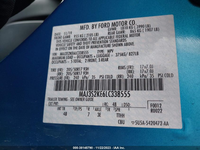 2020 FORD ECOSPORT TITANIUM - MAJ3S2KE6LC338555