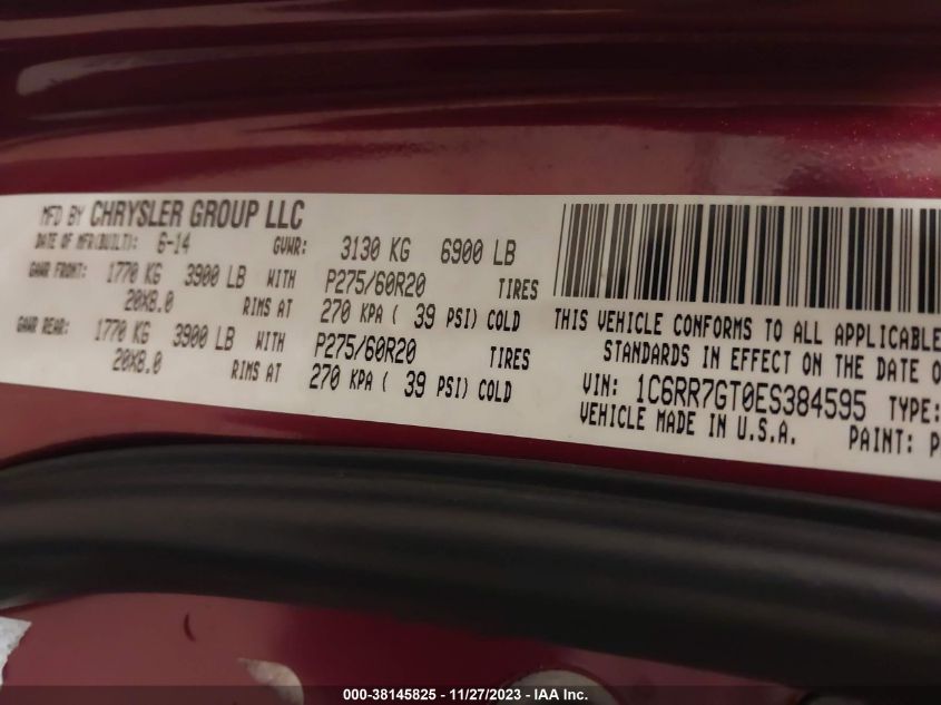 2014 RAM 1500 SLT - 1C6RR7GT0ES384595