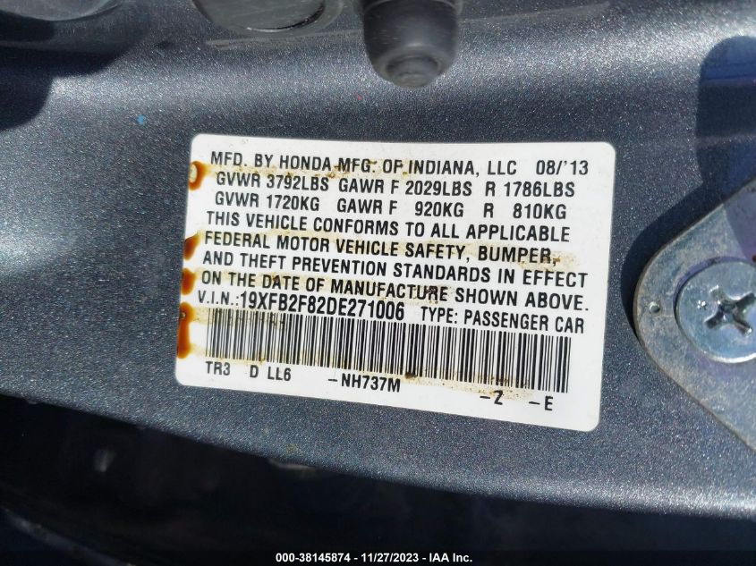 2013 HONDA CIVIC EX - 19XFB2F82DE271006