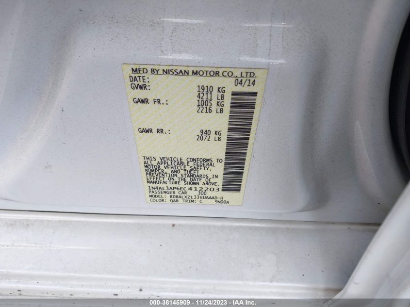2014 NISSAN ALTIMA 2.5 SL - 1N4AL3AP6EC412203