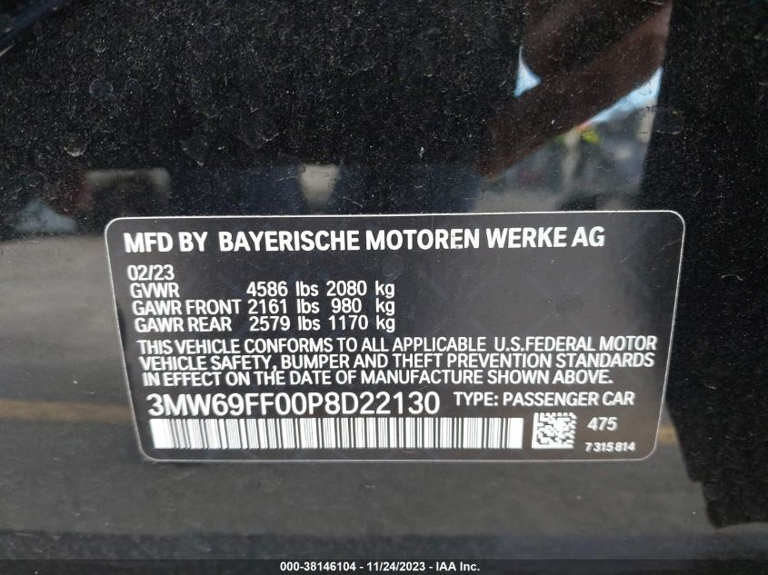 2023 BMW 330I 3MW69FF00P8D22130