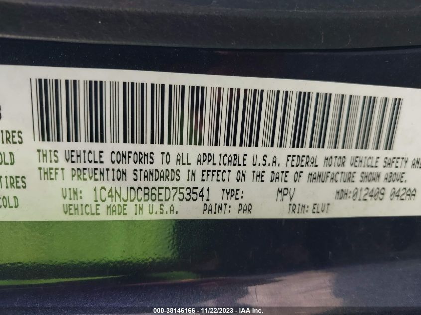 2014 JEEP COMPASS LIMITED - 1C4NJDCB6ED753541