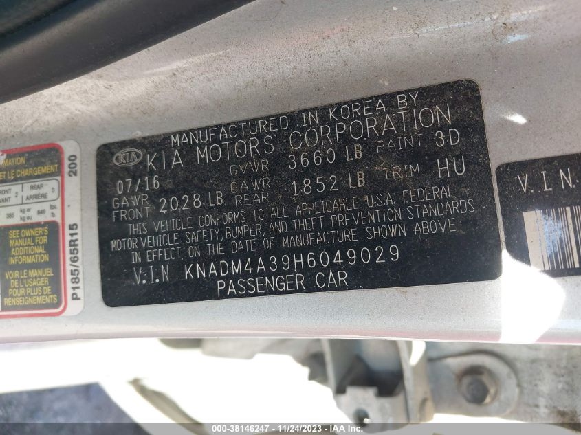 2017 KIA RIO LX - KNADM4A39H6049029