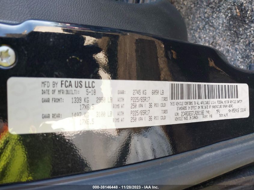 2018 DODGE GRAND CARAVAN GT - 2C4RDGEG7JR281182