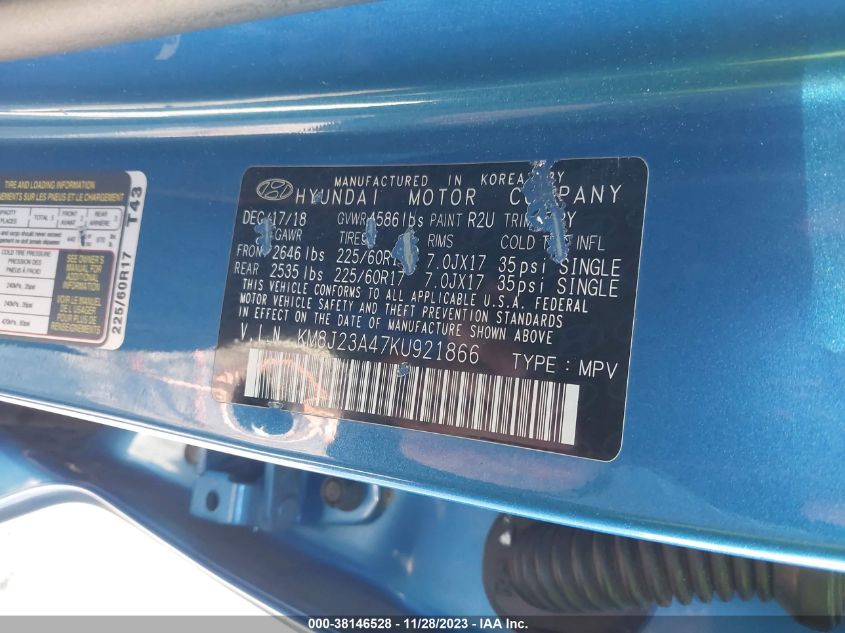 2019 HYUNDAI TUCSON SE - KM8J23A47KU921866
