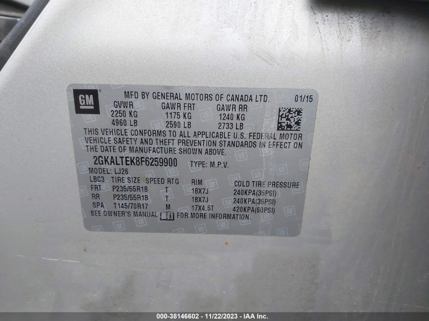2015 GMC TERRAIN SLT-2 - 2GKALTEK8F6259900