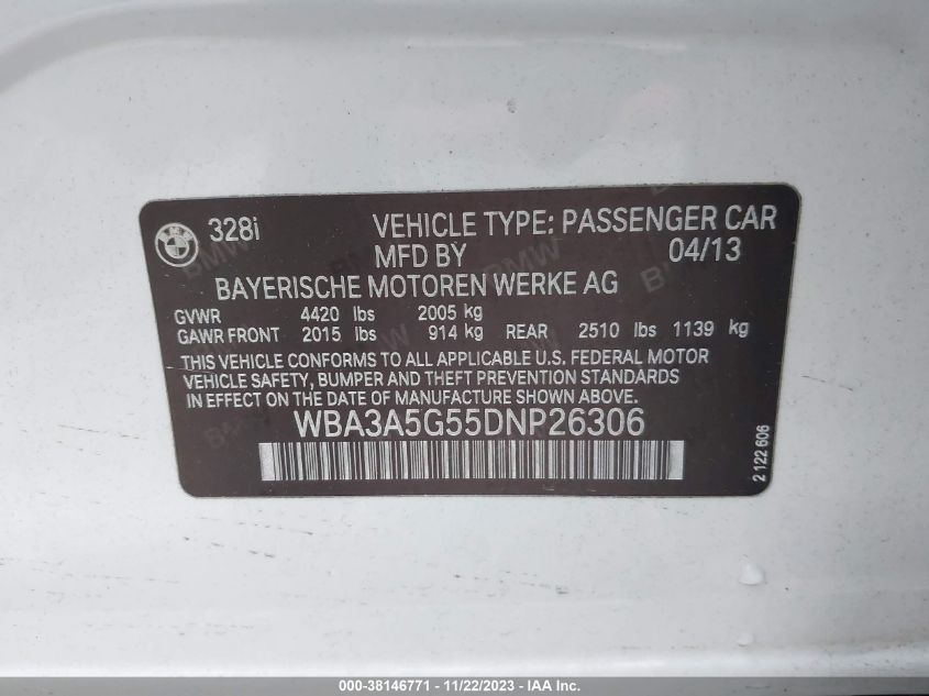 2013 BMW 328I - WBA3A5G55DNP26306