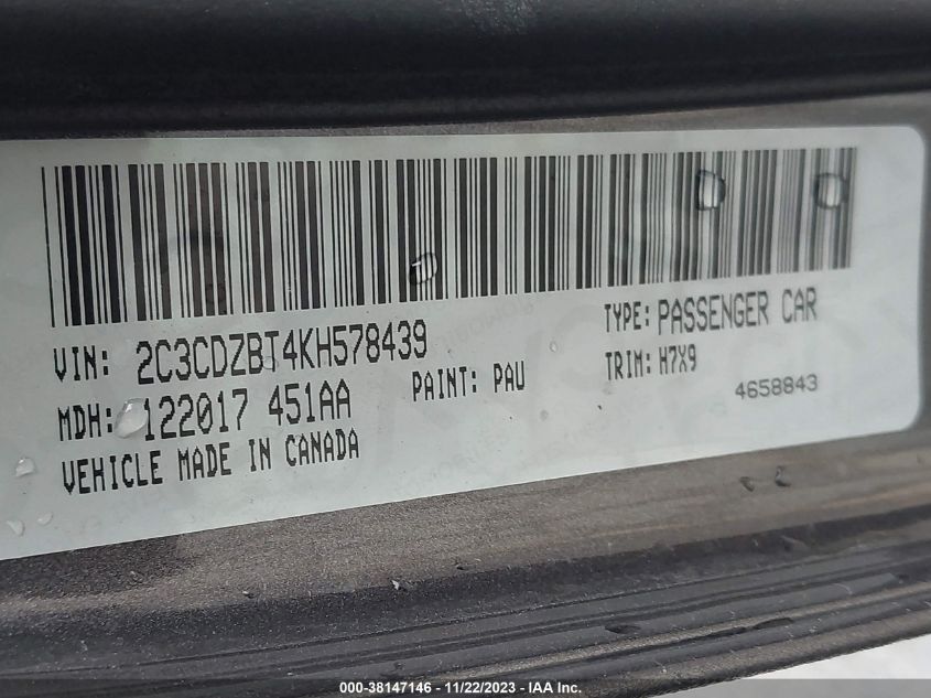 2019 DODGE CHALLENGER R/T - 2C3CDZBT4KH578439