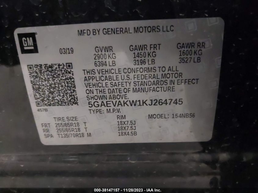 2019 BUICK ENCLAVE ESSENCE - 5GAEVAKW1KJ264745