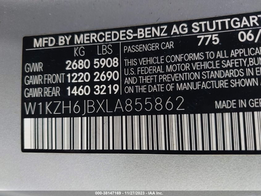 2020 MERCEDES-BENZ E 450 4MATIC W1KZH6JBXLA855862