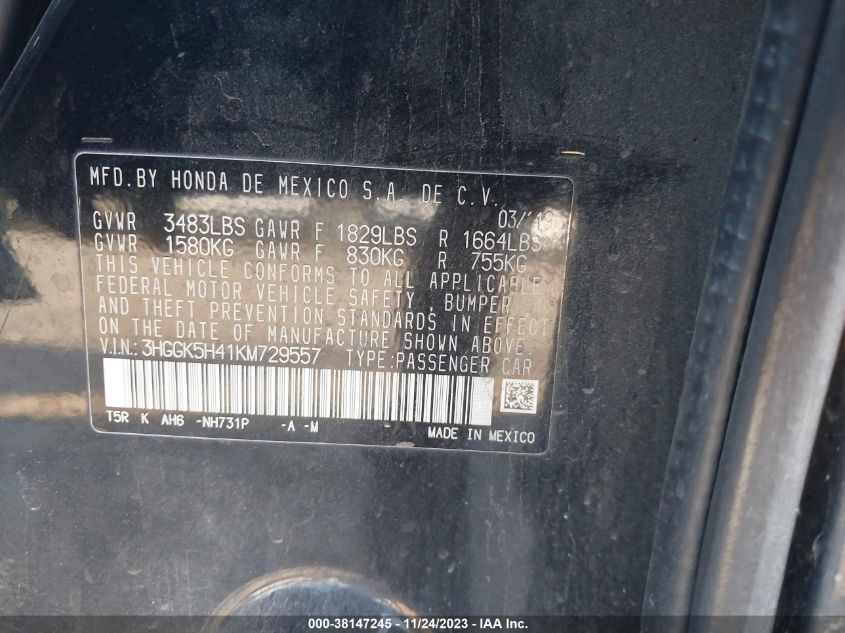 2019 HONDA FIT LX - 3HGGK5H41KM729557
