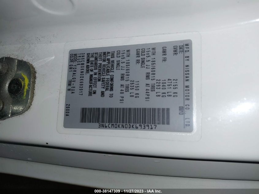 2013 NISSAN NV200 SV - 3N6CM0KN0DK693917