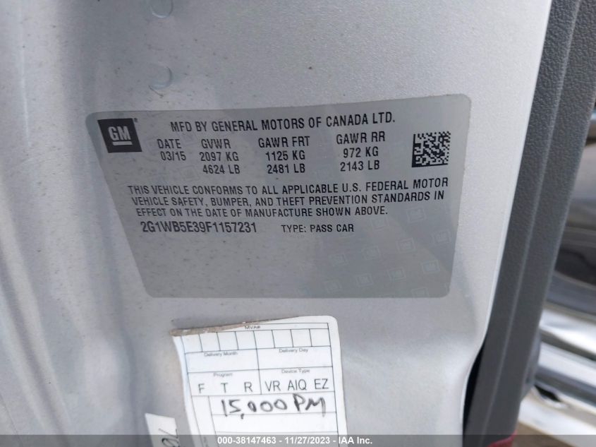 2015 CHEVROLET IMPALA LIMITED LT - 2G1WB5E39F1157231