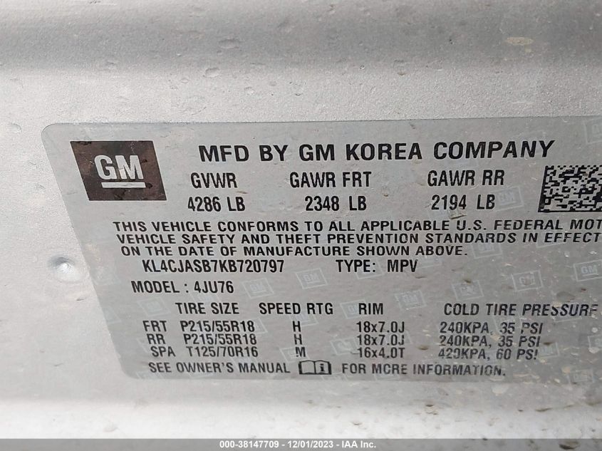 2019 BUICK ENCORE PREFERRED - KL4CJASB7KB720797