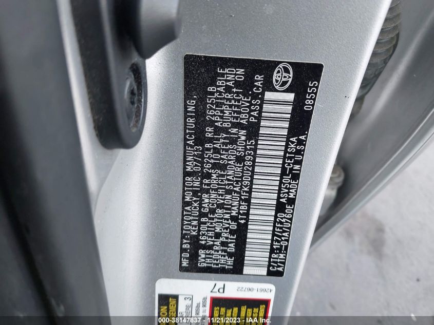 2013 TOYOTA CAMRY SE - 4T1BF1FK9DU289315