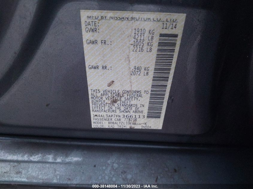 2015 NISSAN ALTIMA 2.5 SL - 1N4AL3AP7FN366113