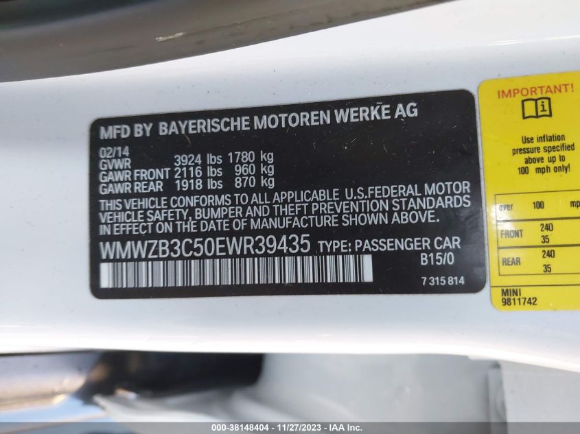 2014 MINI COUNTRYMAN COOPER - WMWZB3C50EWR39435
