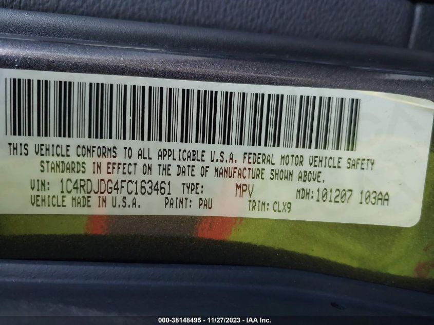 2015 DODGE DURANGO LIMITED - 1C4RDJDG4FC163461